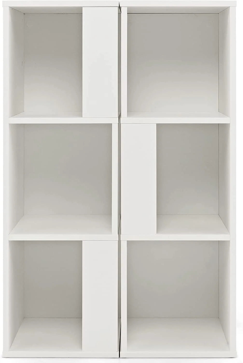 3 Cube Bookcase Set of 2, Modern Bookshelf w/Cubical Storage Shelves, Wood Bookshelves & Bookcases, Small Book Shelf for Bedroom, Living Room, Home Office (White)