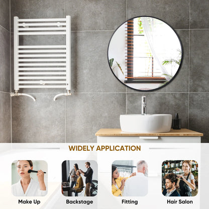 HomGarden 24'' Circle Wall Mirror, Modern Black Framed Round Vanity Mirror Home Décor