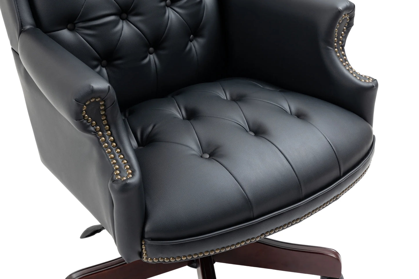 360° Rotating Office Chair,High Back Reclining Comfortable Desk Chair,Thick Padded Seat & Backrest,Ergonomic PU Leather Desk Chair with Smooth Glide Caster Wheels for Home Office,Black