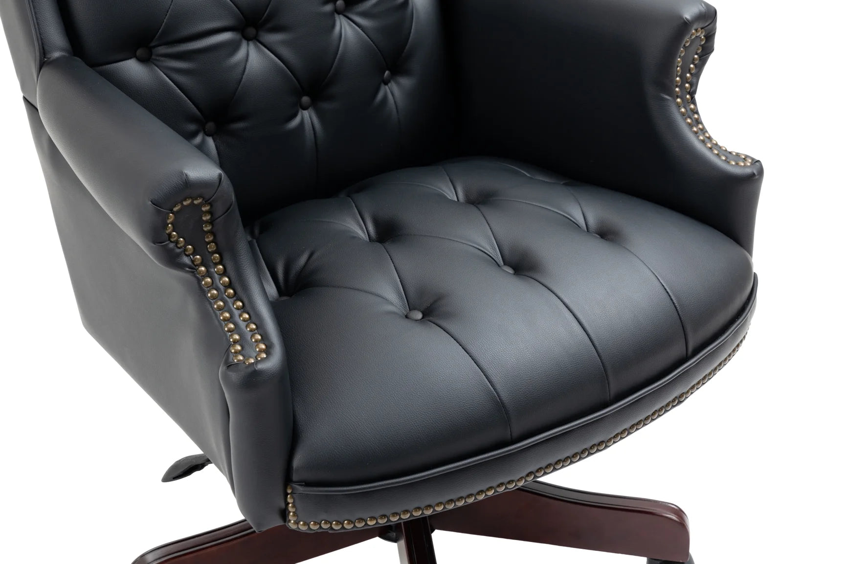 360° Rotating Office Chair,High Back Reclining Comfortable Desk Chair,Thick Padded Seat & Backrest,Ergonomic PU Leather Desk Chair with Smooth Glide Caster Wheels for Home Office,Black