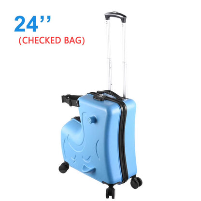 Goxfaca Kids Luggage, Kids Ride-on Luggage with Spinner Wheels Suitcase, Kid's Ride-On Suitcase Help Your Child Relax, Carry On Trolley Luggage with Password Lock, 20"