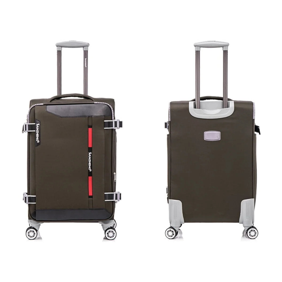 4-Piece Sage Green Softside Luggage Set with Spinner Wheels, Lightweight Expandable Suitcases (20"/24"/28"/32")
