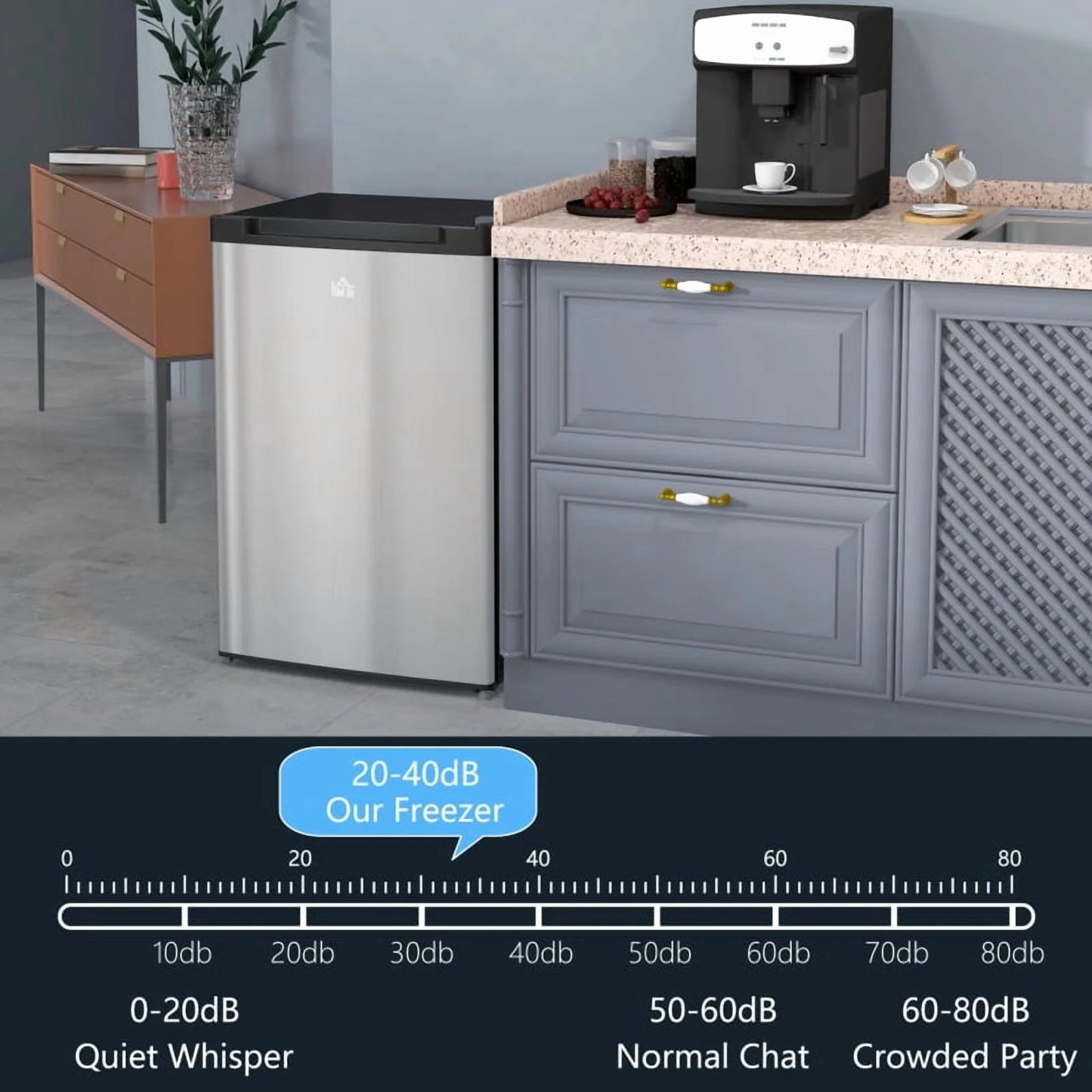 HOMCOM Upright Freezer, 3.0 Cubic Feet Compact Mini Freezer with Reversible Single Door and Adjustable Thermostat, Small freezer for Home, Dorm, Apartment, Home Office, Silver