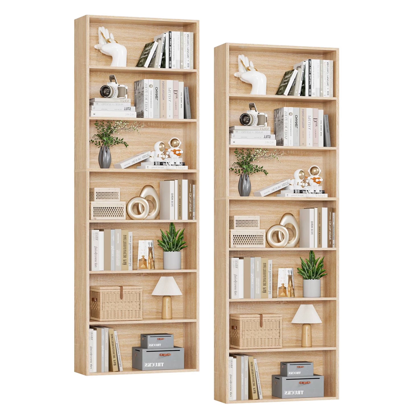 Homfa 82" Tall Bookcases, Freestanding Display Storage Shelves, 7-Tier Open Bookshelf for Home Office Living Room Bedroom, White