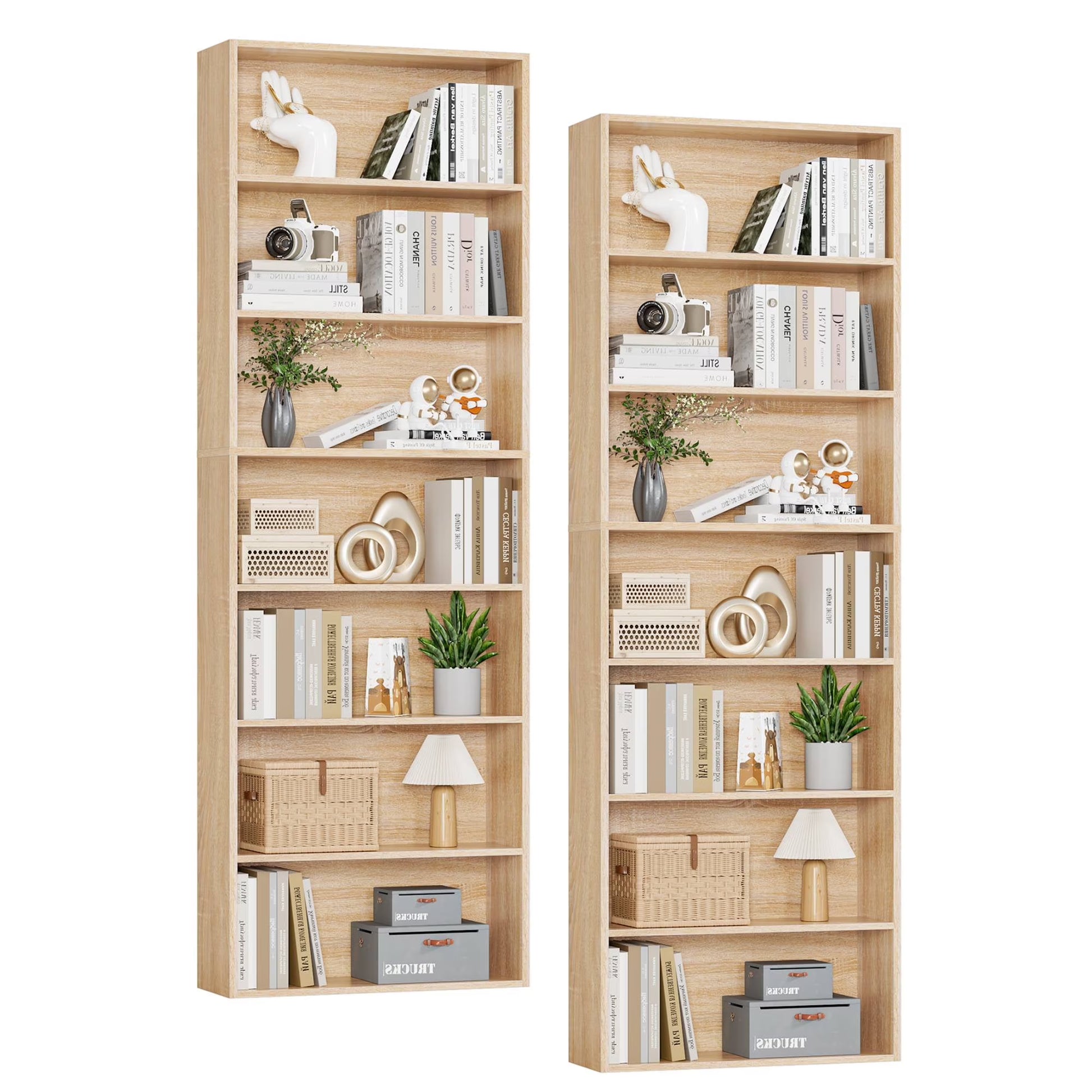 Homfa 82" Tall Bookcases, Freestanding Display Storage Shelves, 7-Tier Open Bookshelf for Home Office Living Room Bedroom, White