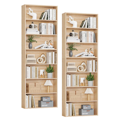 Homfa 82" Tall Bookcases, Freestanding Display Storage Shelves, 7-Tier Open Bookshelf for Home Office Living Room Bedroom, White