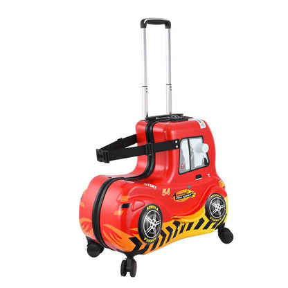 WZTO Toddler Ride on Suitcase 24 in Red Car Ride-On Trolley Case with Wheels Cabin Luggage with Safety Belt Cute Hardside Kids Suitcase for Airplane Travel smart
