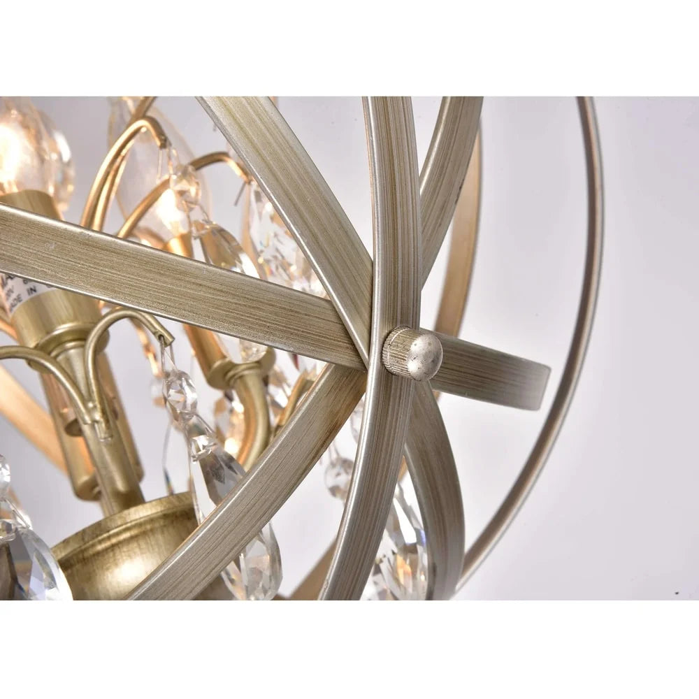The Lighting Store Benita Light Gold with Bronze 4-light Metal Globe Crystal Semi-Flush Mount