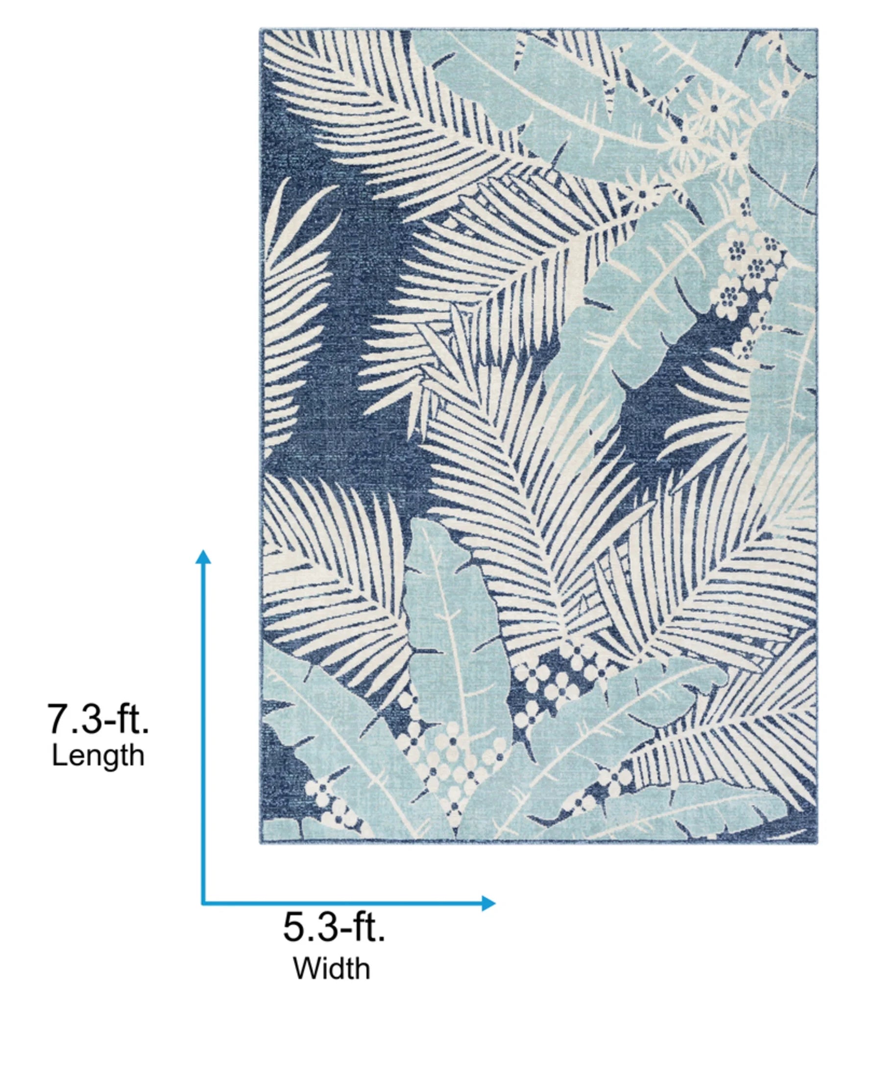 Livabliss Bodrum Coastal Indoor/Outdoor Area Rug,5'3" x 7'3",Blue