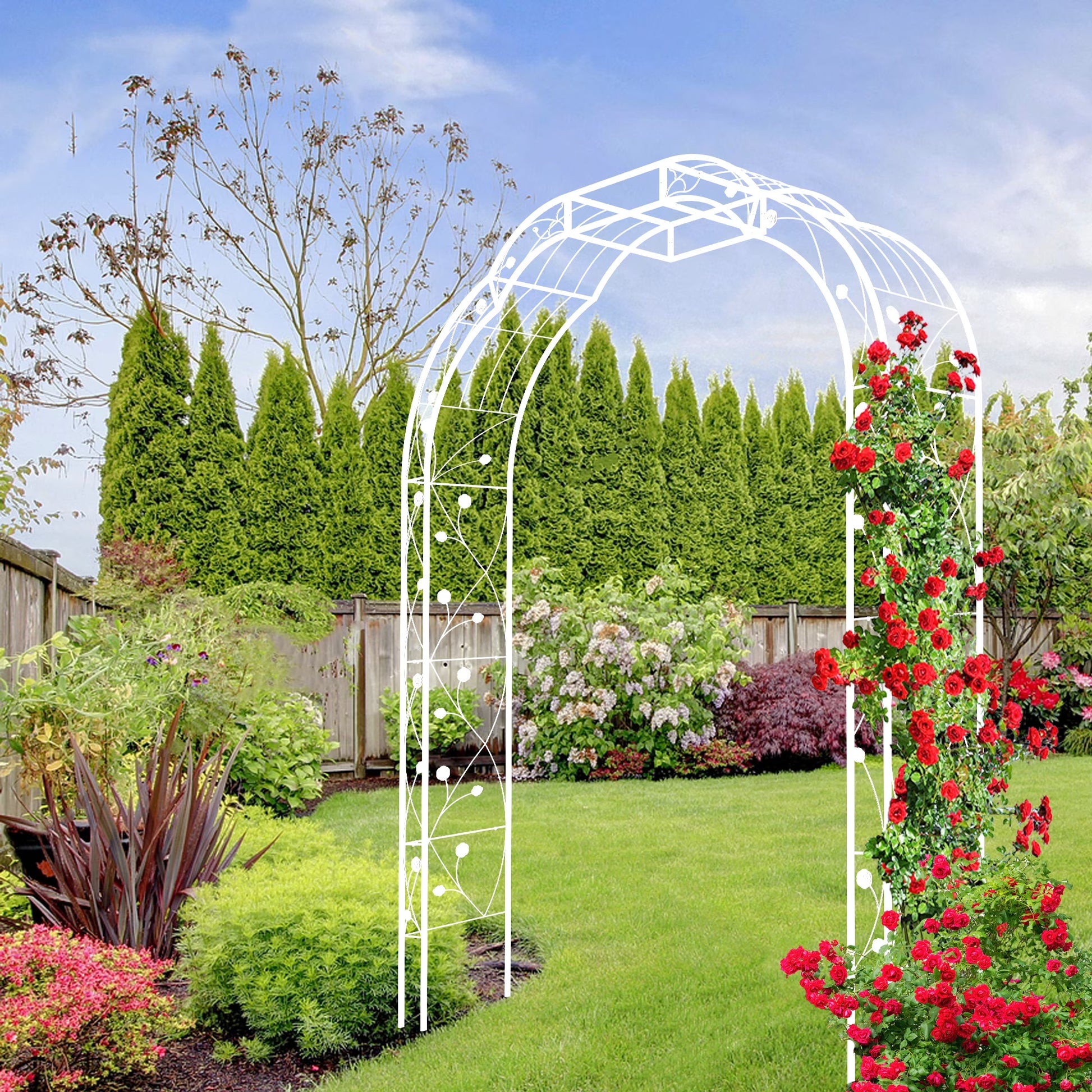 Holaki Metal Garden Arch, 6.2FT Wide x 8.2FT High, Heavy-Duty Arbor Trellis for Climbing Plants, Outdoor Decorative Arch for Garden, Wedding & Events