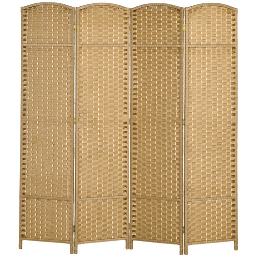 HOMCOM 4 Panel Room Divider Freestanding Folding Privacy Screen Nature Wood