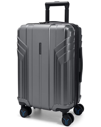 BAGSMART Expandable Carry On Luggage 22x14x9 Airline Approved, 1OO% PC Lightweight Hard Shell Suitcase, 20 Inch Travel Luggage with Spinner Wheels, Waterproof Rolling Suitcase, Sliver Gray