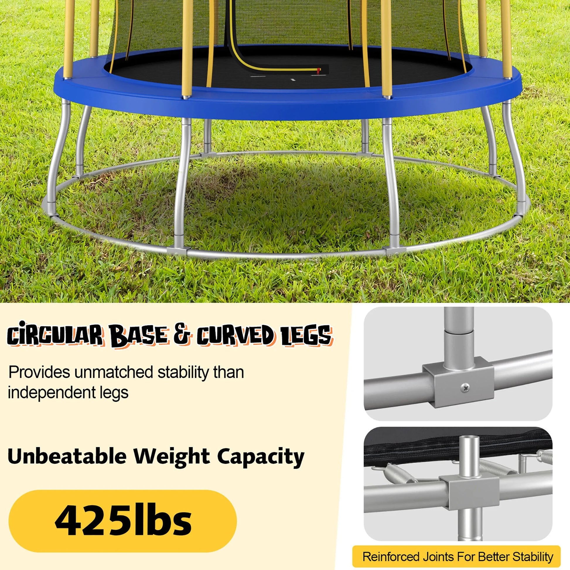 Gymax 8FT Certified Recreation Trampoline w/Exclusive Flower Shape Enclosure Net Yellow