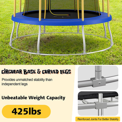Gymax 8FT Certified Recreation Trampoline w/Exclusive Flower Shape Enclosure Net Yellow