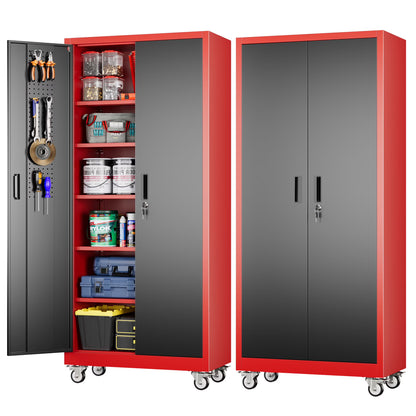 JAORD 71 In Metal Storage Cabinets with Locking Doors and Adjustable Shelves for Home Office, Garage and Utility Room (2 clasp hand, Black)