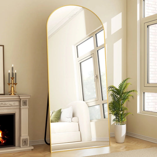 BEAUTYPEAK Full Length Mirror 71"x30" Arched Body Dressing Floor Mirrors for Standing Leaning, Gold