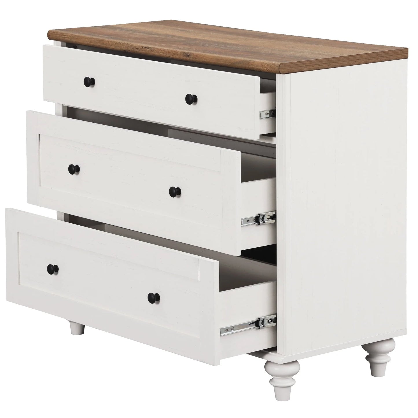 3 Drawer Dresser for Bedroom, White Baby Dressers Wood Mid Century Modern Closet Storage Organizer for Living Room, Nursery, Kids Room
