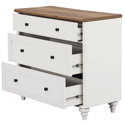3 Drawer Dresser for Bedroom, White Baby Dressers Wood Mid Century Modern Closet Storage Organizer for Living Room, Nursery, Kids Room