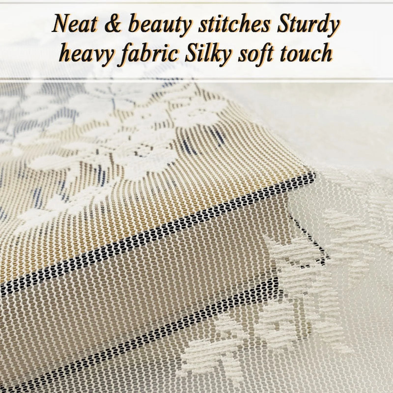 Howarmer Beige Sheer Valance 54 x 35 Inch Embroidered Lace Valance Curtains Living Room Bedroom Rod Pocket Voile Drapes, Elegant Home Decor Window Treatments, 1 Panel