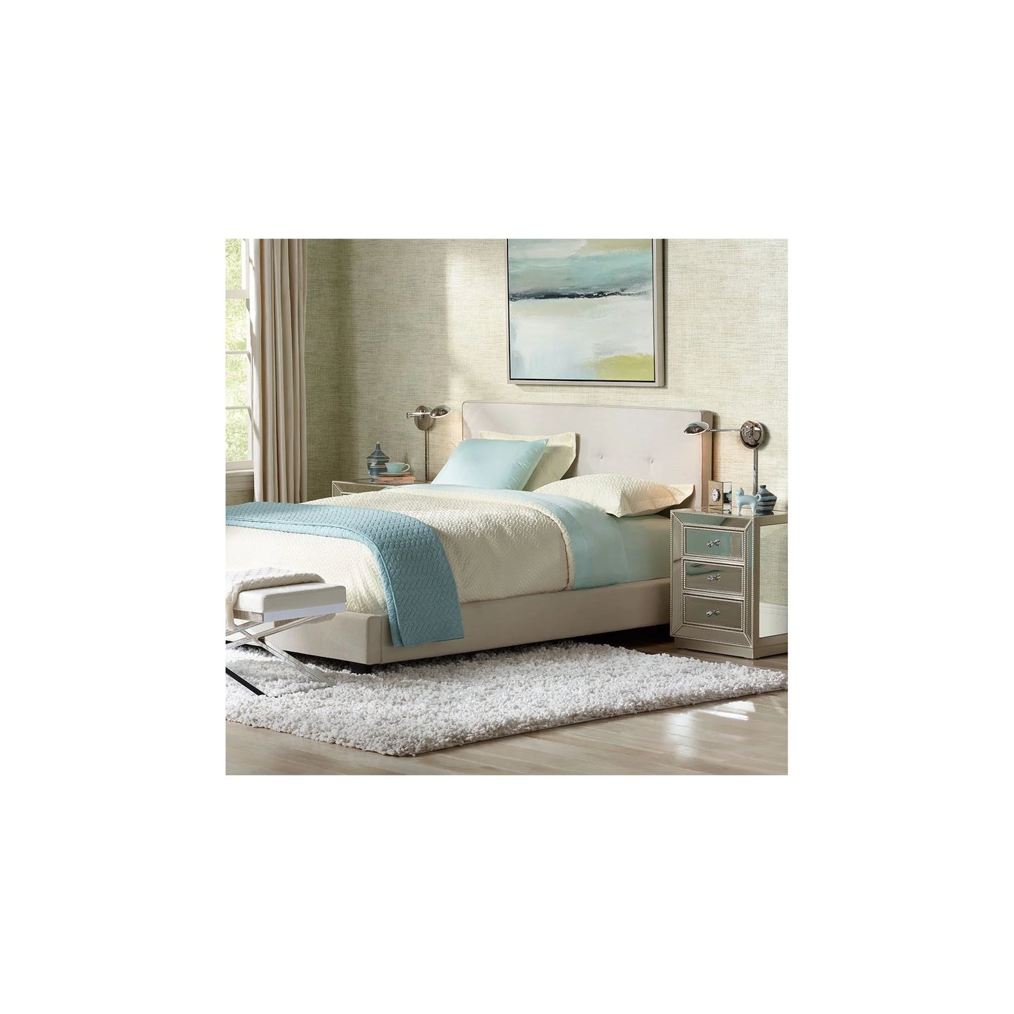 Coast to Coast Accents Modern Antique Silver Mirrored Rectangular Accent Table 20" x 15" with 3-Drawer for Living Room Bedroom