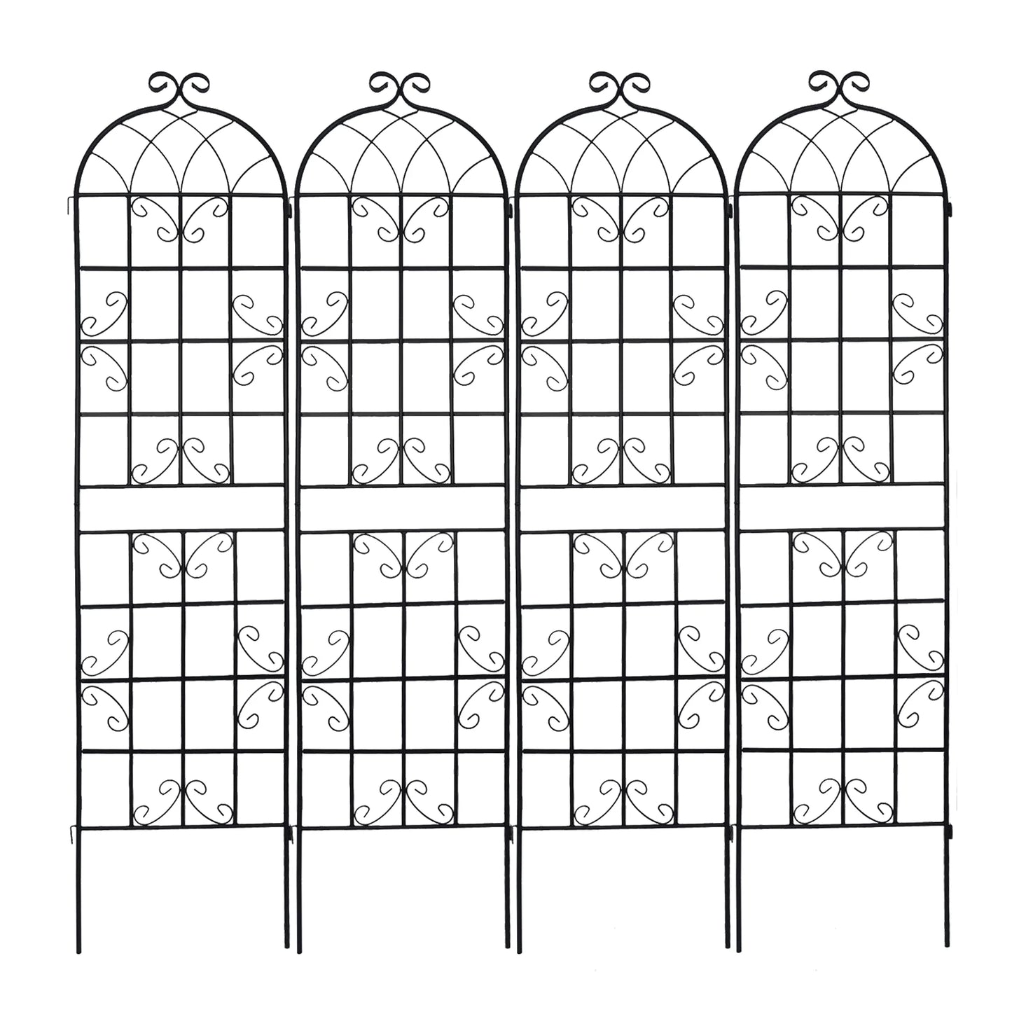 Miniyam 4 Pack Garden Trellis for Climbing Plants, 86.7" X 19.7" Rustproof Sturdy Black Iron Trellis for Potted Plants