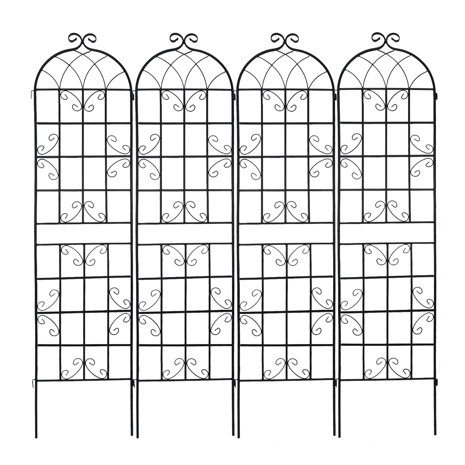 Miniyam 4 Pack Garden Trellis for Climbing Plants, 86.7" X 19.7" Rustproof Sturdy Black Iron Trellis for Potted Plants