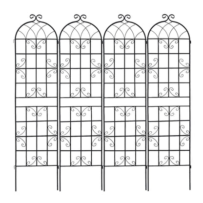 Miniyam 4 Pack Garden Trellis for Climbing Plants, 86.7" X 19.7" Rustproof Sturdy Black Iron Trellis for Potted Plants