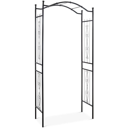 Best Choice Products 92in Steel Garden Arch Arbor Outdoor Trellis for Garden, Climbing Plants w/Wire Lattice - Black