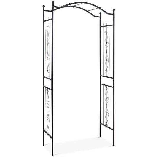 Best Choice Products 92in Steel Garden Arch Arbor Outdoor Trellis for Garden, Climbing Plants w/Wire Lattice - Black