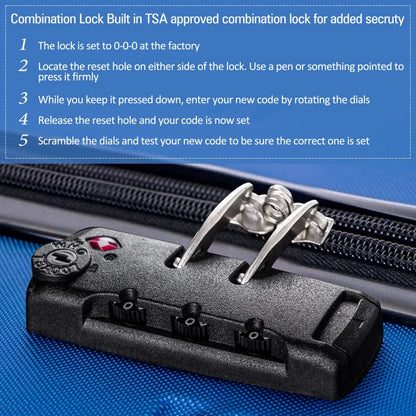 Tcbosik Luggage Sets, 3 Piece Set Hardside Suitcases with Spinner Wheels, 20/24/28 Travel Luggage Lightweight, Dark Blue