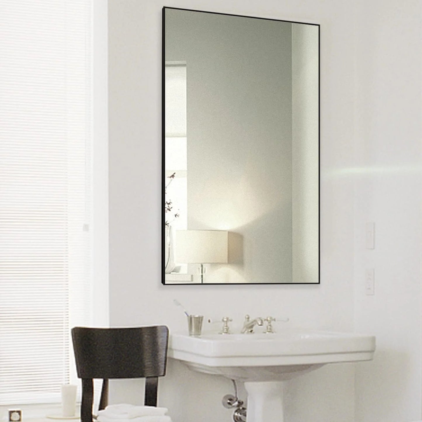 H-A Black& Gold Framed Rectangle Bathroom Mirrors for Wall,Wall Mounted Vintage Mirror Vertical or Horizontal Hanging for Living Room,Bedroom (40''x24''Vintage)