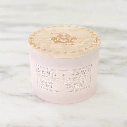 Sand + Paws 12 oz. Candles with Carved Wood Lids, Set of 3
