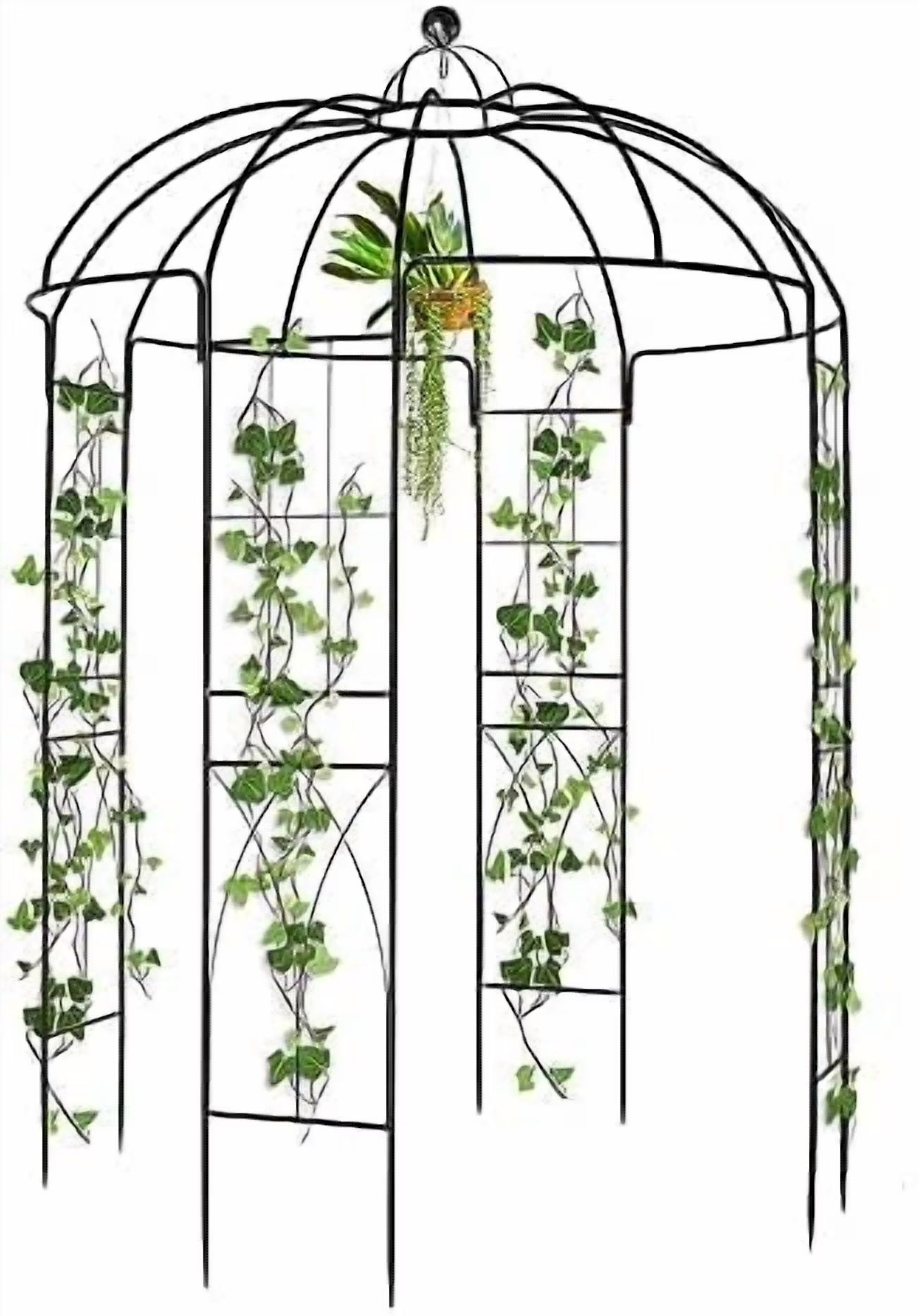 Garden Arch Arbor, Heavy Duty Metal Pergola Pavilion Trellis Birdcage Gazebo French Style 9ftx6.8ft Plants Support Use for Outdoor Climbing Plants Patio Decoration Wedding Ceremony