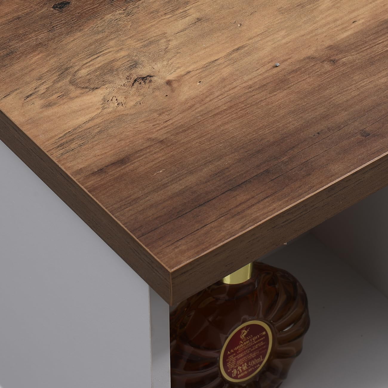 Ansley& HosHo Farmhouse Coffee Table with Sliding Barn Doors & Storage, Antique Wood Living Room Center Table, Rustic Industrial Cocktail Table for Bedroom Home Office, White+Dark Walnut