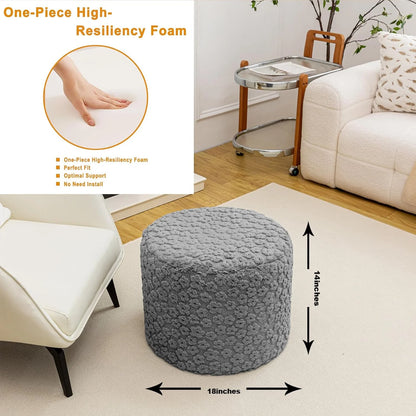 Ottoman Foot Rest Stuffed Round Boho Floor Poof Seating Armchair Ottoman Foot Stool Floor Cushion Bean Bag Pouf 18x18x14 Inch Burgundy