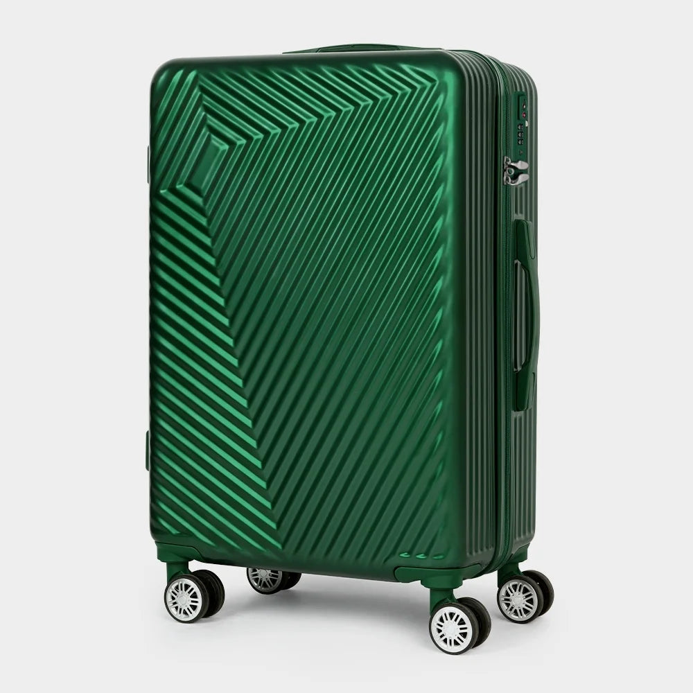 Luggage 3-Pieces Set ABS Durable Suitcase With Spinner Wheels Green 20"24"28"
