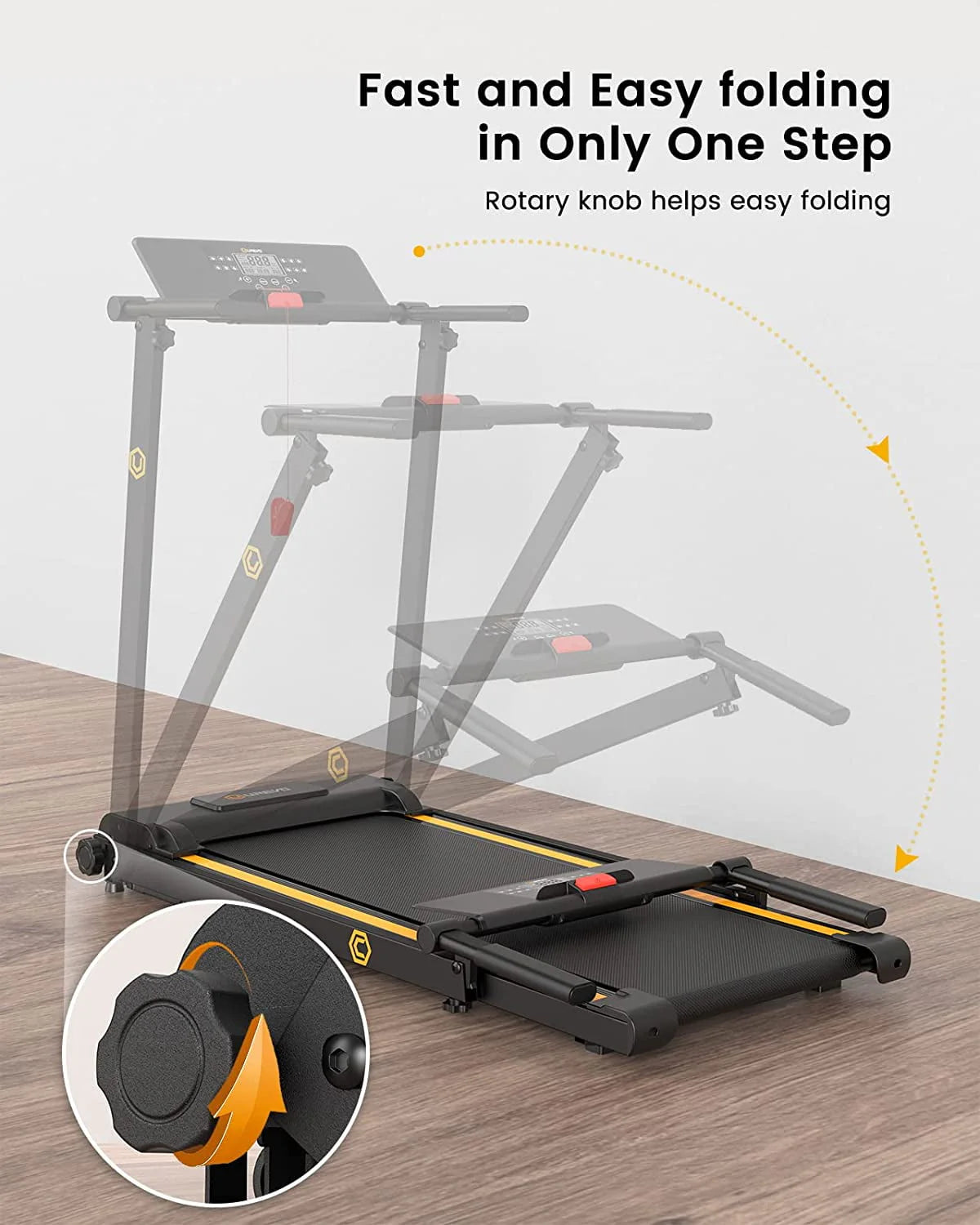 UREVO Folding Treadmill, 2.25HP Mini Treadmills for Home Office with 12 HIIT Modes, 265 lbs Capacity