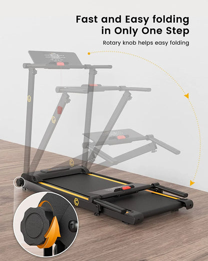 UREVO Folding Treadmill, 2.25HP Mini Treadmills for Home Office with 12 HIIT Modes, 265 lbs Capacity