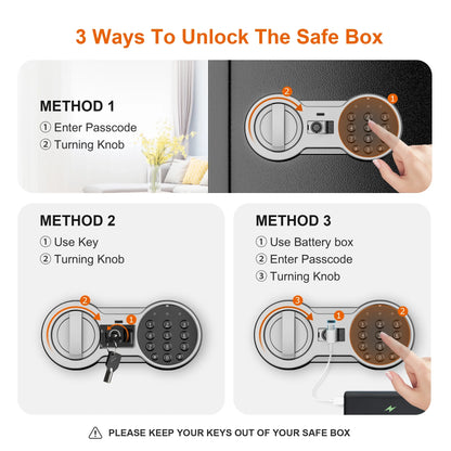 Bonsaii 1.2 Cubic Feet Safe Box Electronic Security Document Safe with Digital Keypad Lock for Home Office Hotel