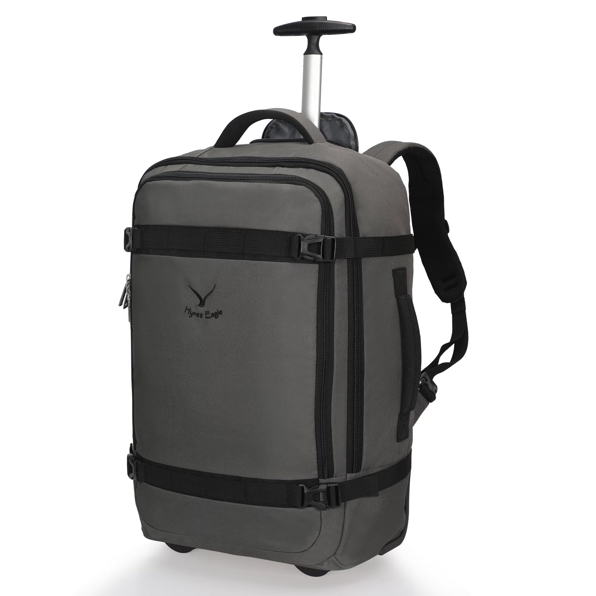 Hynes Eagle 22" Hybrid Carry-On Luggage, Softside Rolling Backpack, Grey