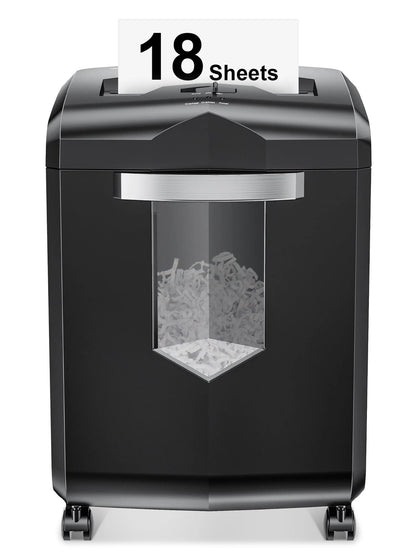 Bonsaii Paper Shredder 18-Sheet Cross-Cut Shredder for Home Office with Wastebasket