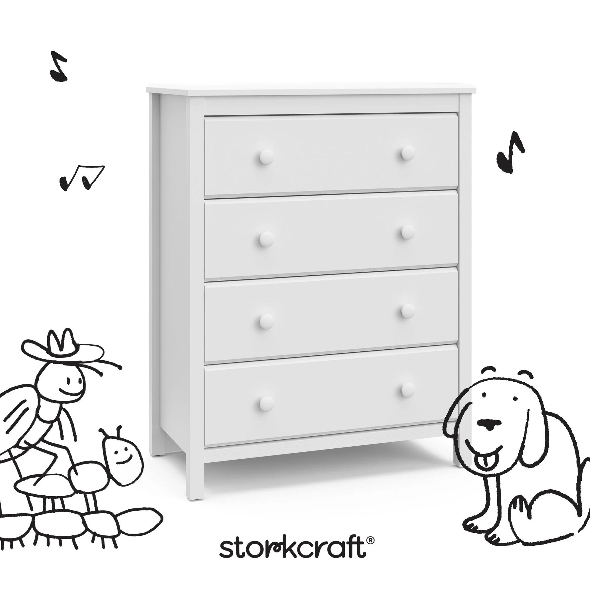 Storkcraft Alpine 4 Drawer Nursery Dresser, White