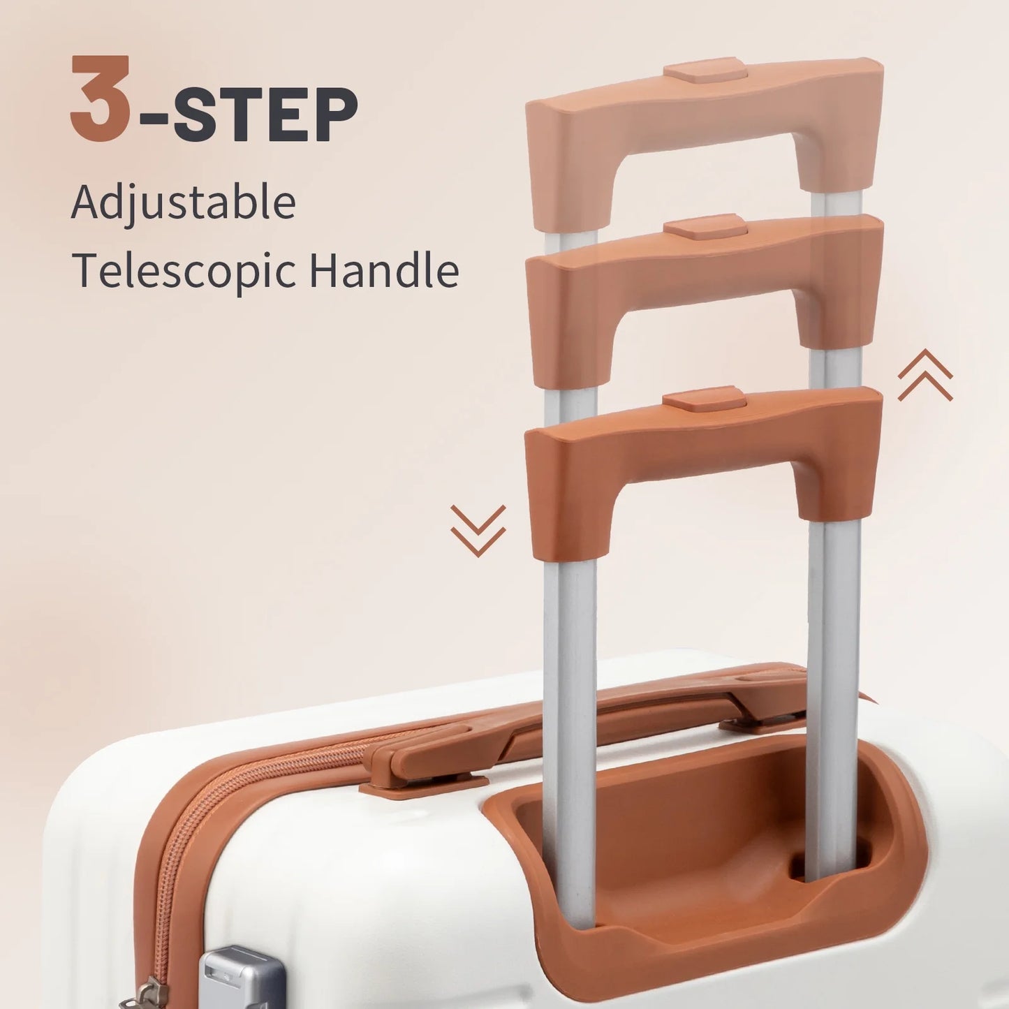 Zimtown Luggage 3 Piece Set Suitcase ABS Hardside Lightweight with TSA Lock Spinner Wheels, Beige