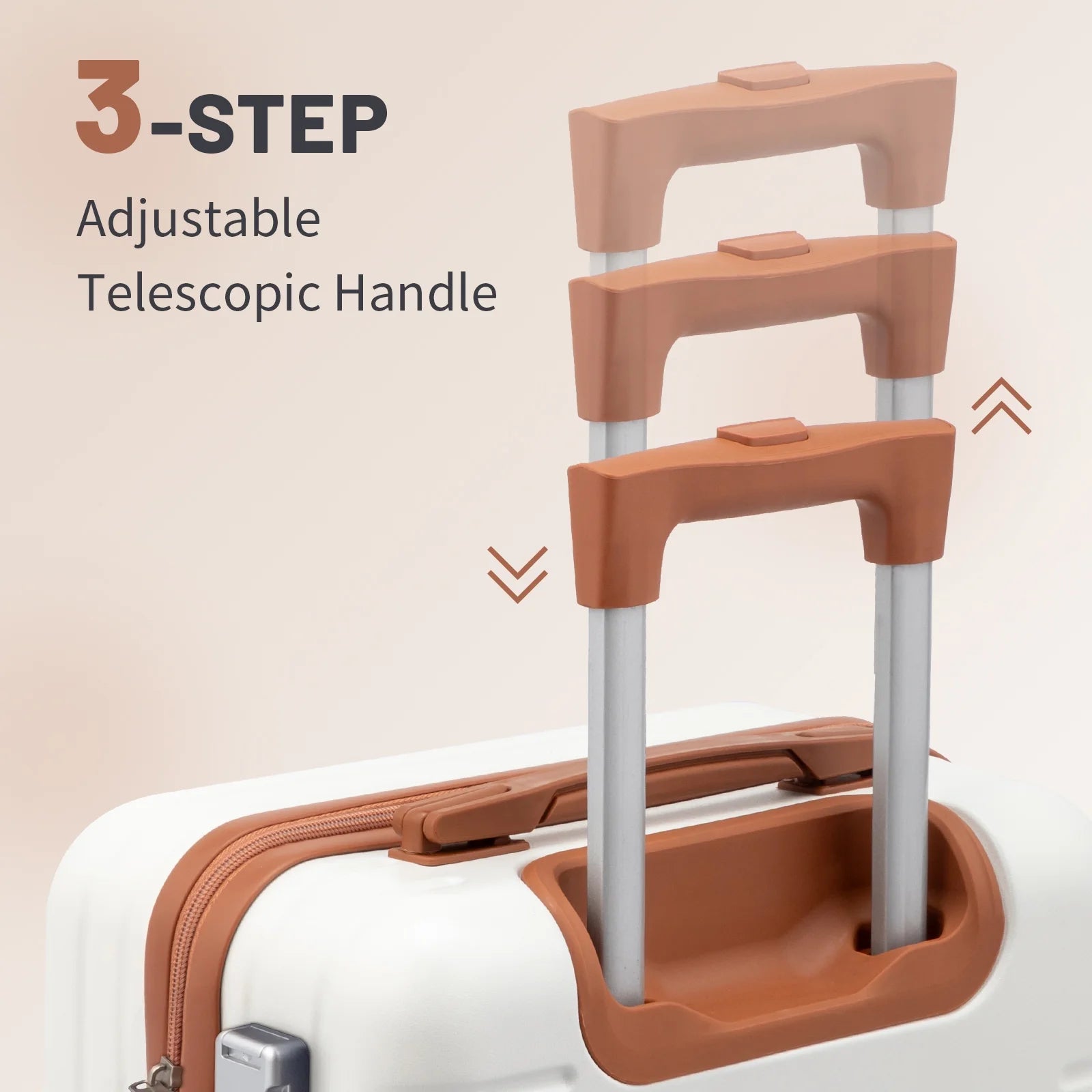 Zimtown Luggage 3 Piece Set Suitcase ABS Hardside Lightweight with TSA Lock Spinner Wheels, Beige