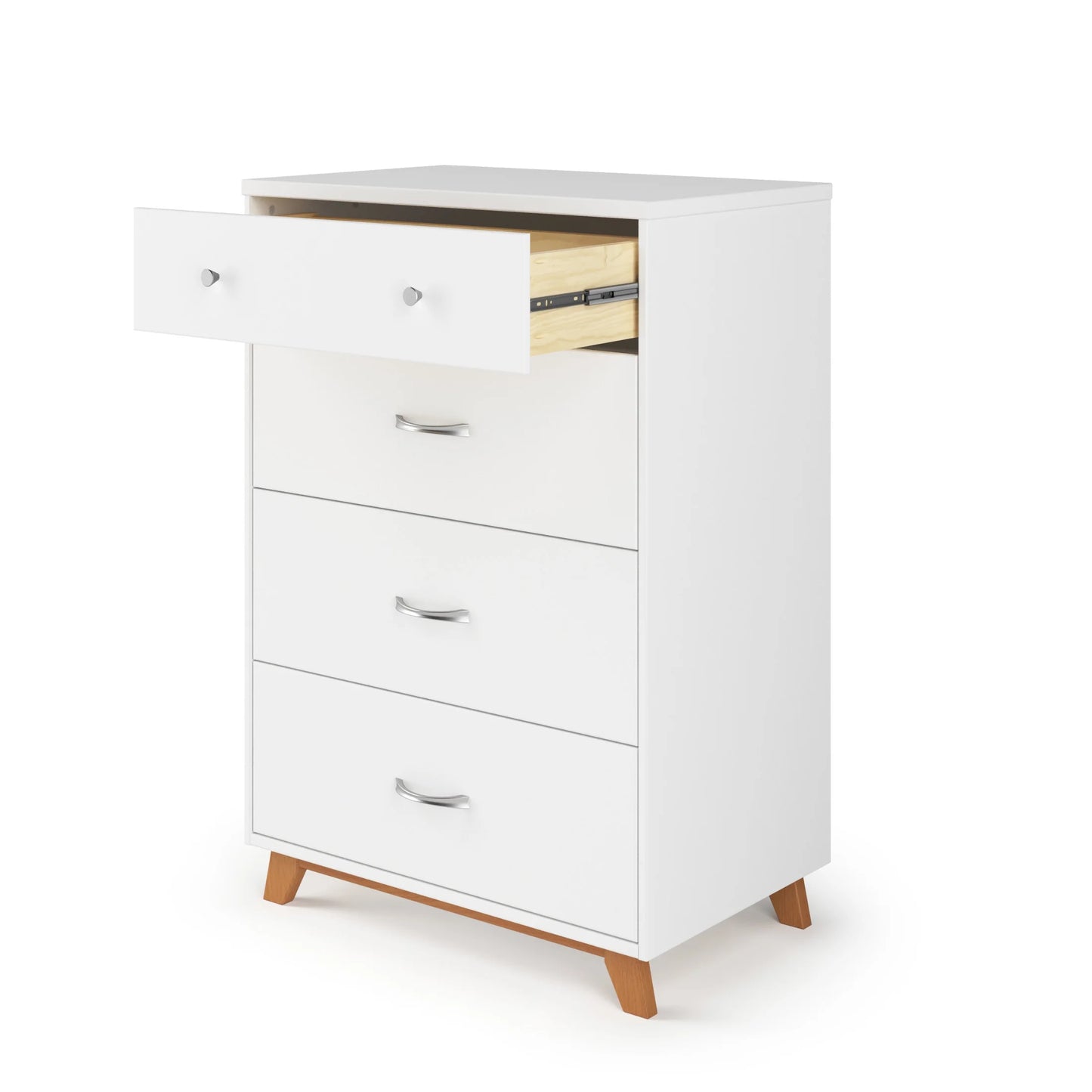 Child Craft Soho 42" Interlocking 4-Drawer Chest for Nursery or Bedroom, Tip-Resistant, Modern Style, White/Natural