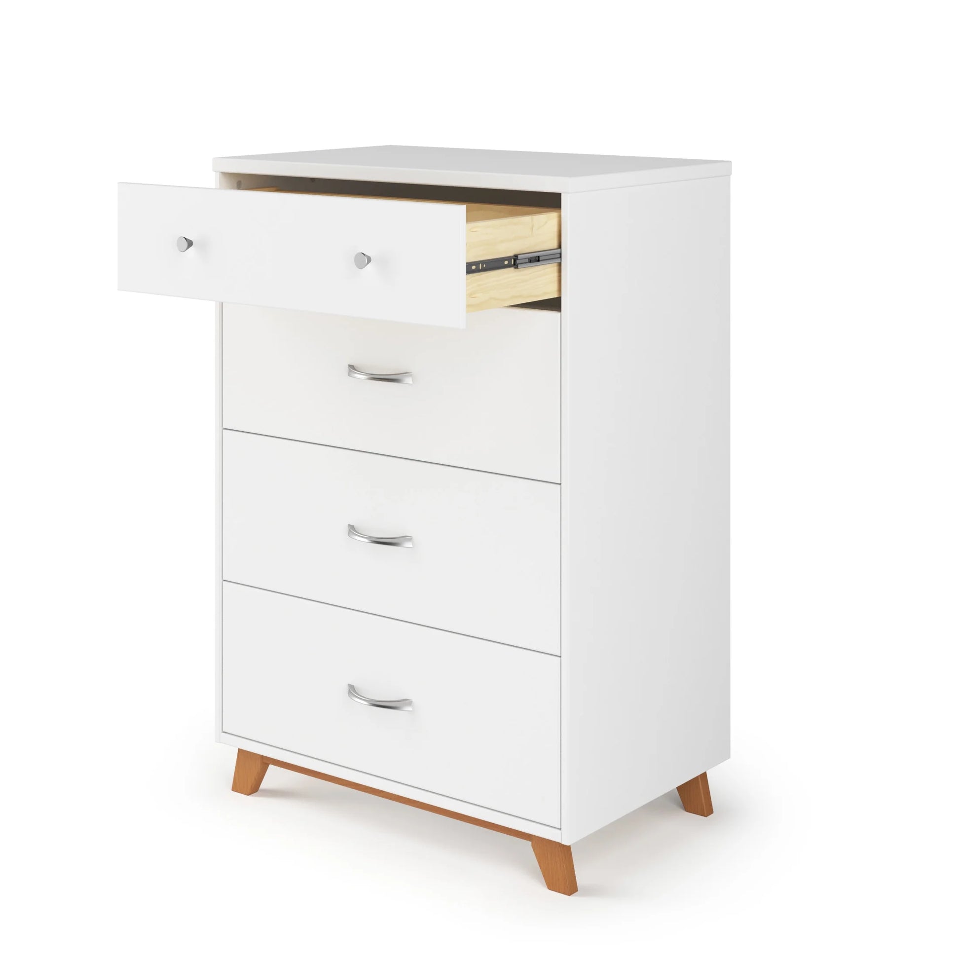 Child Craft Soho 42" Interlocking 4-Drawer Chest for Nursery or Bedroom, Tip-Resistant, Modern Style, White/Natural