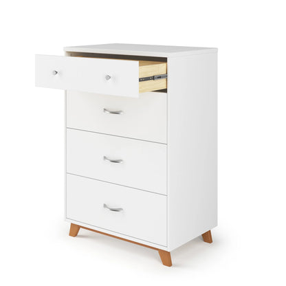 Child Craft Soho 42" Interlocking 4-Drawer Chest for Nursery or Bedroom, Tip-Resistant, Modern Style, White/Natural