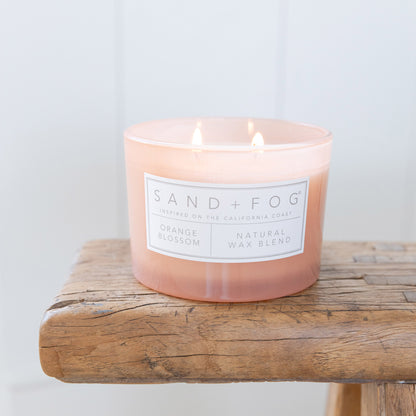 Sand + Fog 12 oz. Candles with Carved Wood Lids, Set of 3
