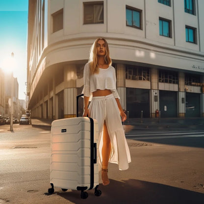 InUSA Trend 3-Piece Hardside Luggage Sets with Spinner Wheels, Handle, Trolley, (20"/24"/28"), Sand