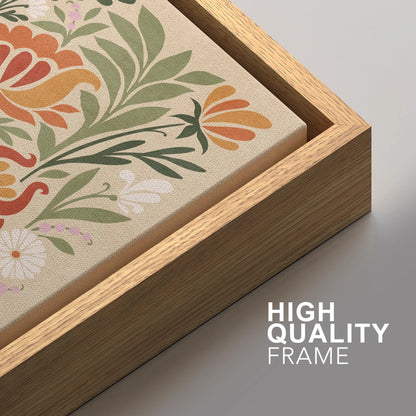 IDEA4WALL Framed Canvas Print Wall Art Set Vintage Floral Classic Botanical Illustration Abstract Garden Flowers Boho Art Modern Wall Decor Colorful Chic Artwork for Home Decor - Natural 24"x36"x2